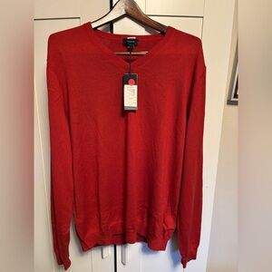 Faconnable V-Neck Sweater in dark Terra Cotta color